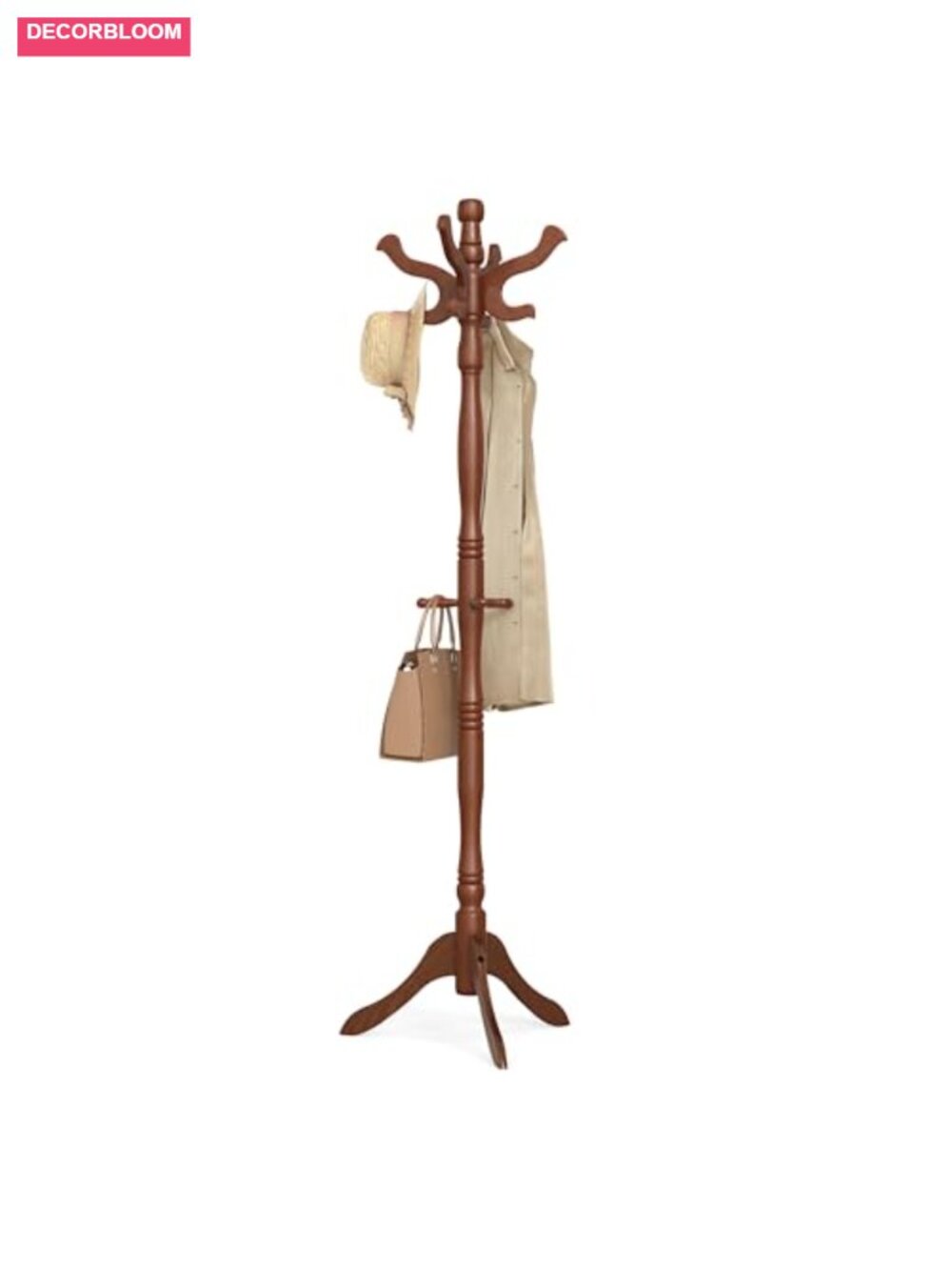 Solid Wood Coat Stand with 11 Hooks Freestanding Hall Tree - Picture 1 of 5